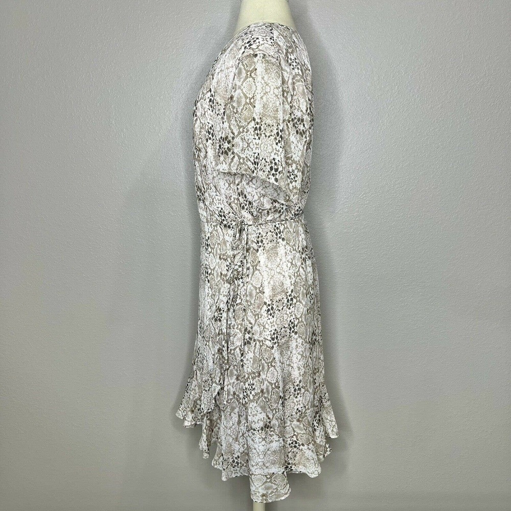 All in Favor ISABELLA Neutral Beige Snakeskin Short Sleeve Wrap Dress XL NWT - Picture 6 of 14